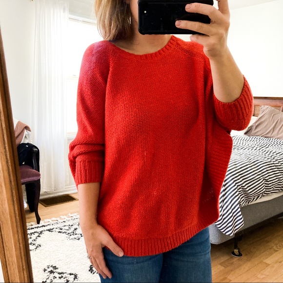 Anthropologie Sweaters - Guinevere Curved edge oversized sweater in Orange